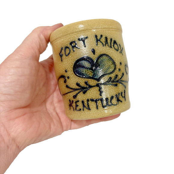 Maple City Pottery USA Small Crock Fort Knox Kentucky Heart Farmhouse Kitchen - Picture 5 of 8